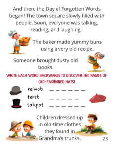 activity page from the book The mystery of the missing letters 