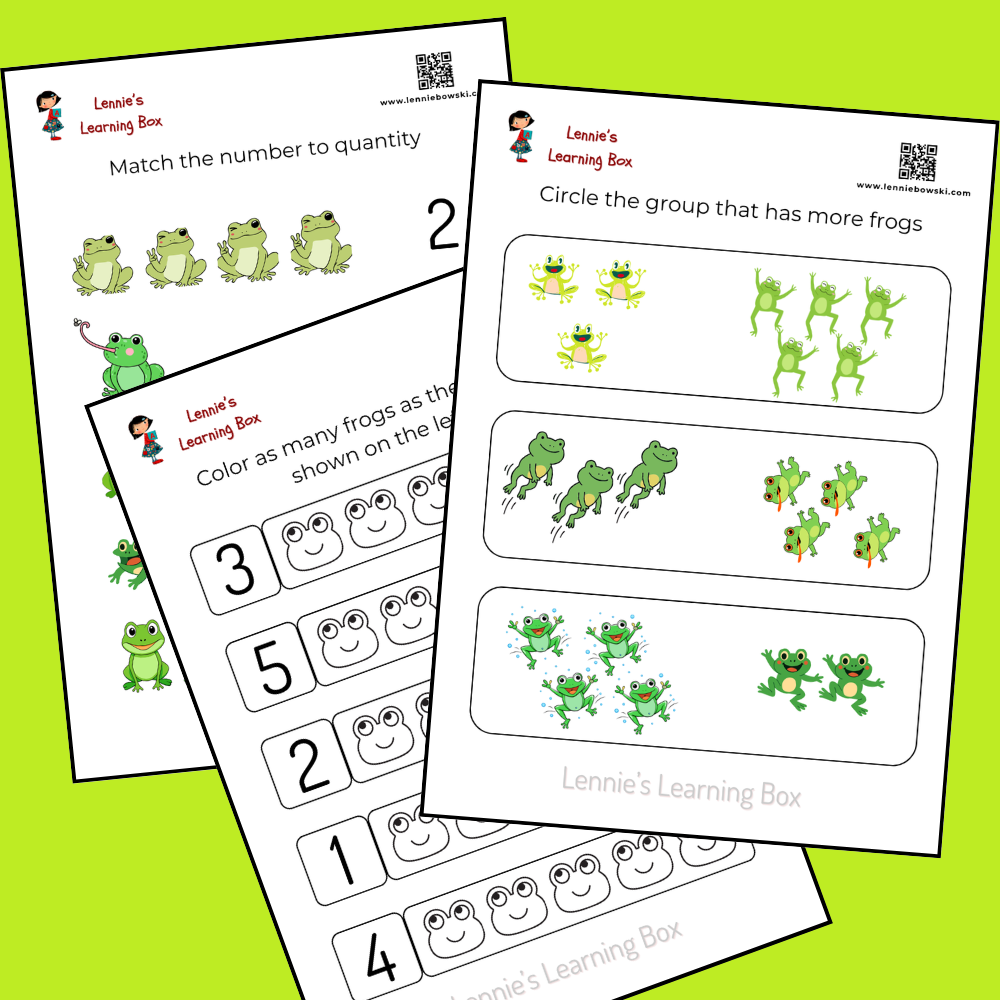 preview counting frogs worksheet, 3 4 years