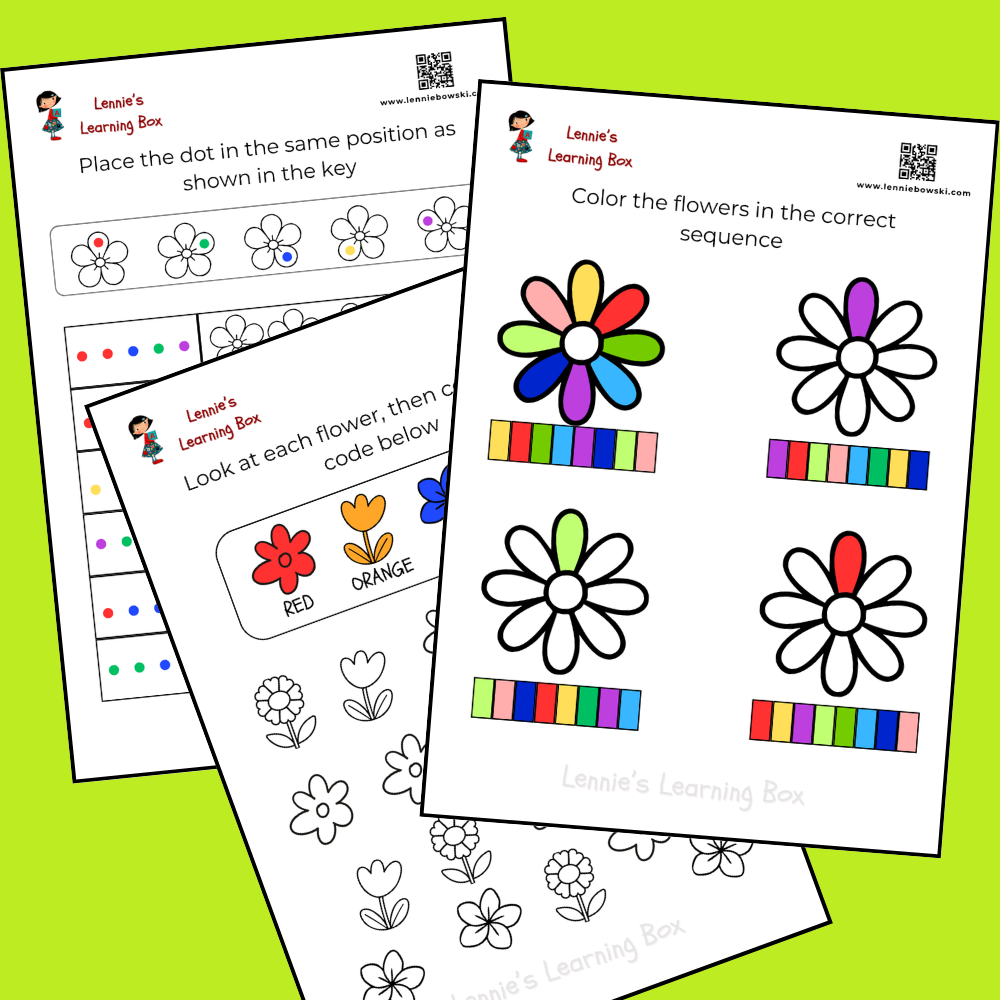 Flower coding worksheet, 5-6 years flower coding worksheets for 5-6 years