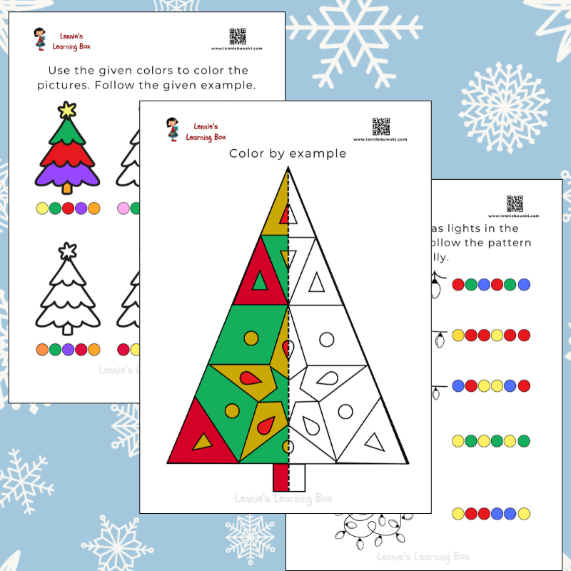 Christmas Color By Example christmas color by example worksheets