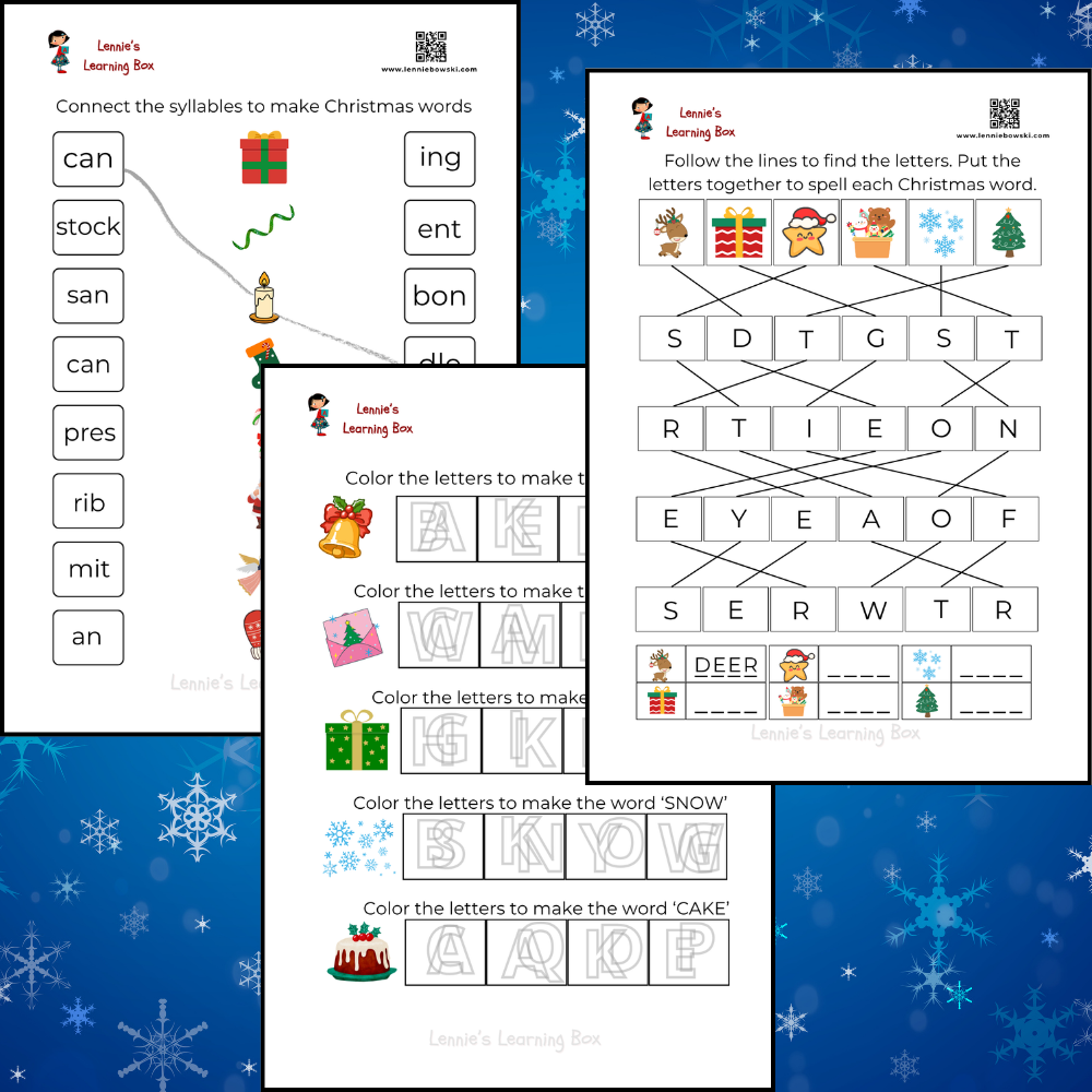 christmas word puzzles, 5 6 years